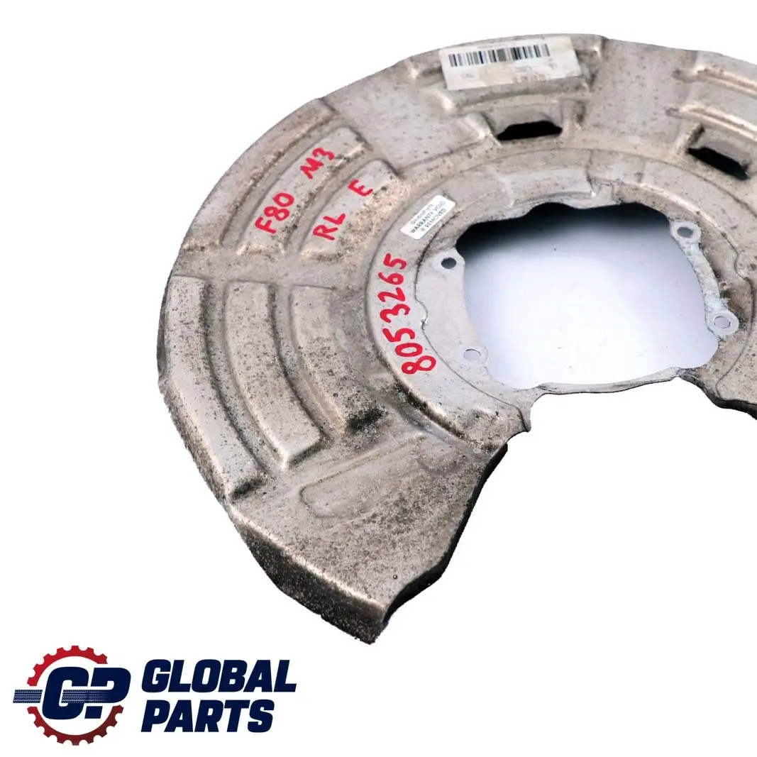 Left N/S Brake Disc Protection Plate to BMW 3 4 Series F80 M3 F82 M4 Rear with Part number 8053265 BMW 3 4 Series F80 M3 F82 M4 Rear Left N/S Brake Disc Protection Plate - SKU 8053265 - Part number 8053265