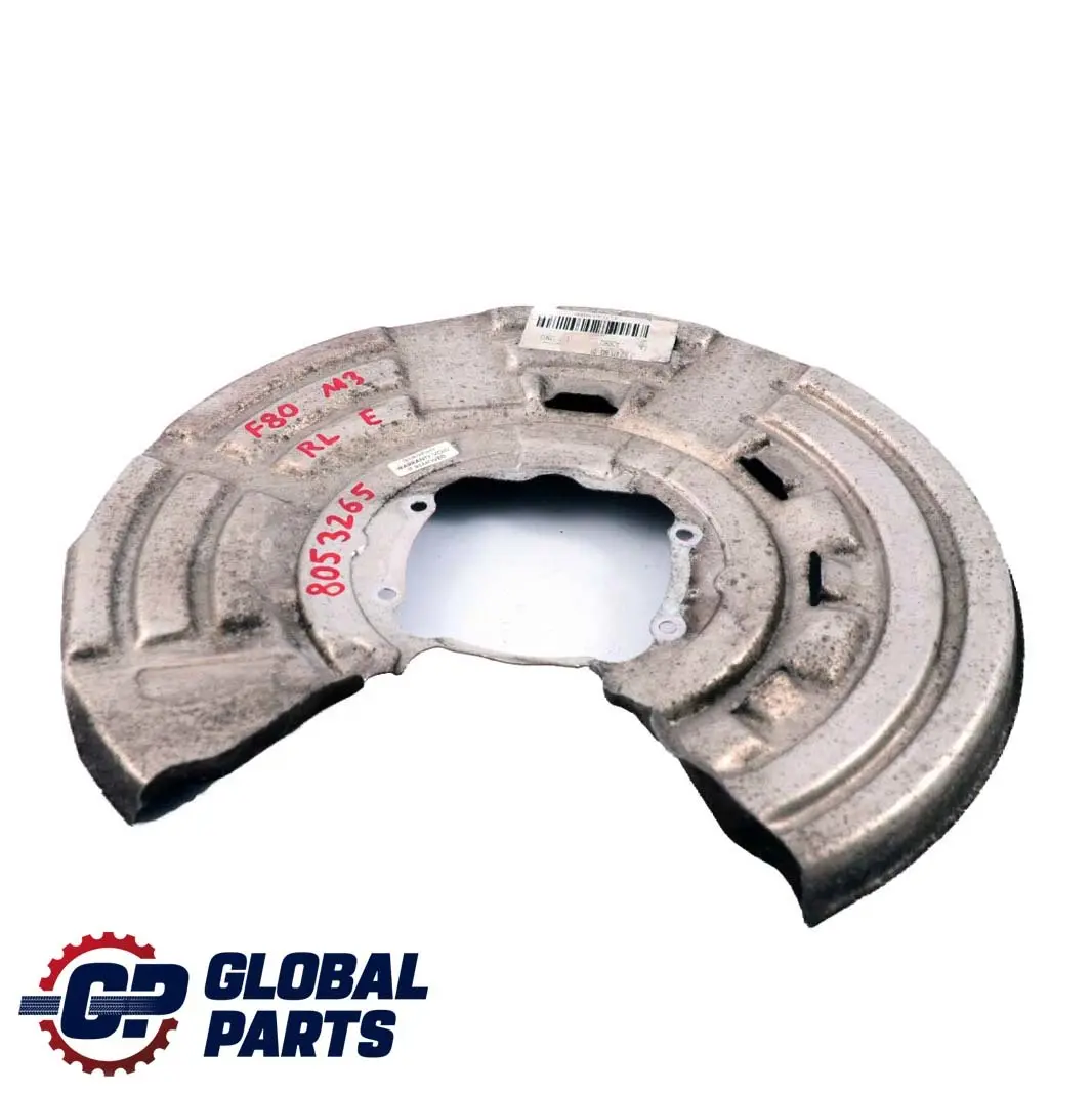 Left N/S Brake Disc Protection Plate to BMW 3 4 Series F80 M3 F82 M4 Rear with Part number 8053265 BMW 3 4 Series F80 M3 F82 M4 Rear Left N/S Brake Disc Protection Plate - SKU 8053265 - Part number 8053265