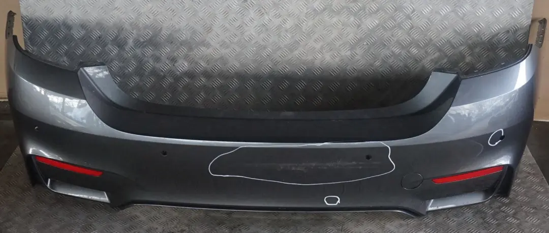 Complete Rear Bumper PDC Mineralgrau Grey - B39 to BMW 4 Series F82 F83 M4 with Part number 8056223 BMW 4 Series F82 F83 M4 Complete Rear Bumper PDC Mineralgrau Grey - B39 - SKU 8056223-MG - Part number 8056223