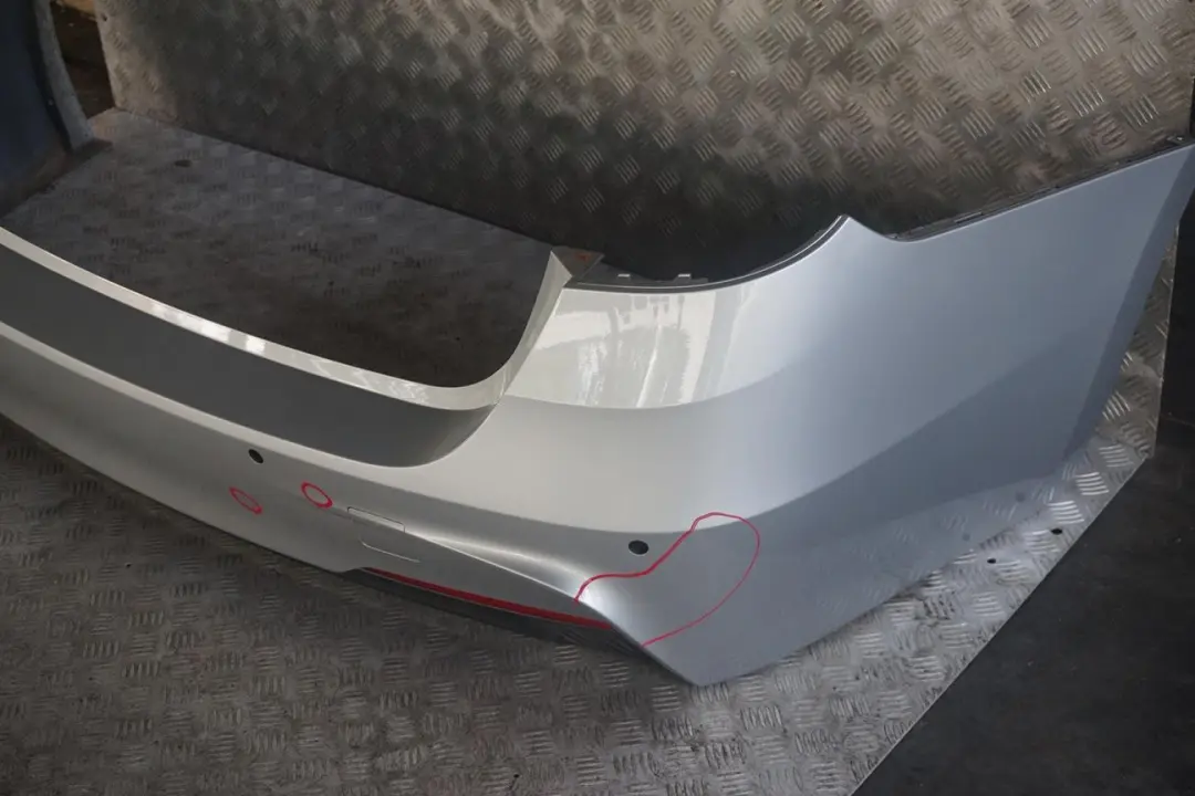 BMW 3 F31 Touring M Sport Rear Bumper Trim Panel PDC Glacier Silver - A83 - SKU 8056577-GSB - Part number 8056577