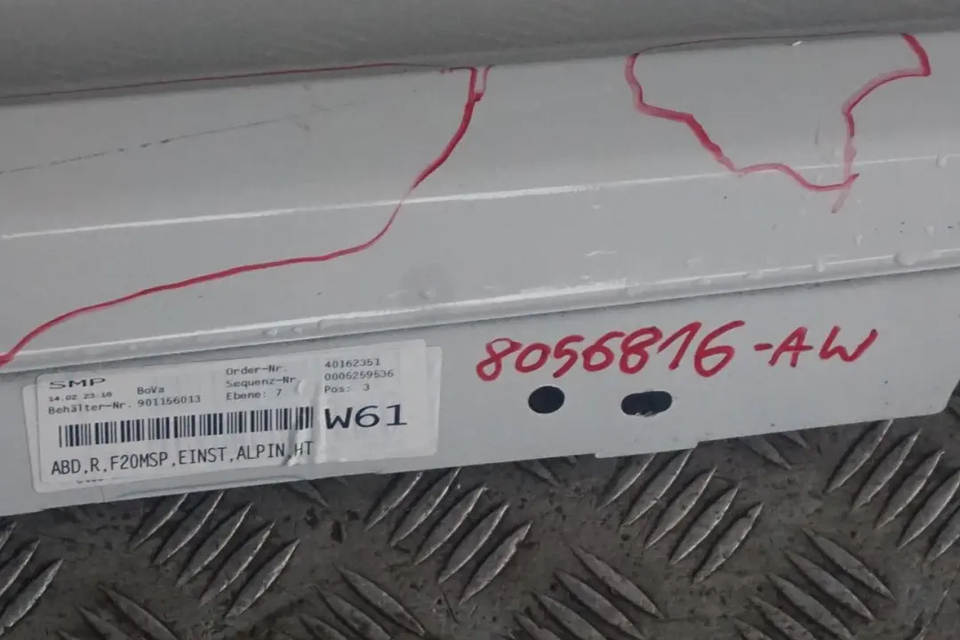  Faldon lateralBMW F20 M Sport Sill Strip Cover Derecho Alpine White - 300 - SKU 8056816-AW - Número de pieza 8056816