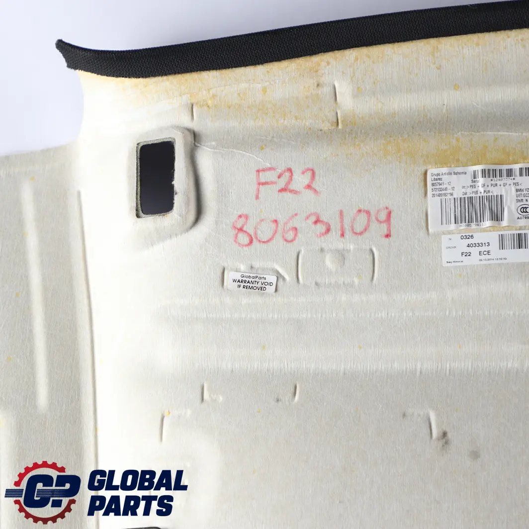 Headlining Moulded Roof Lining Black Anthrazit UK to BMW F22 F87 M2 Coupe with Part number 8063109 BMW F22 F87 M2 Coupe Headlining Moulded Roof Lining Black Anthrazit UK - SKU 8063109 - Part number 8063109