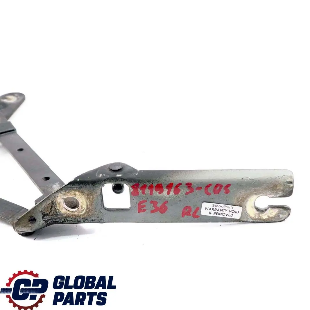 Cerniera Baule Posteriore Sinistro Cosmosschwarz Cosmos Nero 303 per BMW E36 con numero di parte 8119163 BMW E36 Cerniera Baule Posteriore Sinistro Cosmosschwarz Cosmos Nero 303 - SKU 8119163-COS - Numero di parte 8119163