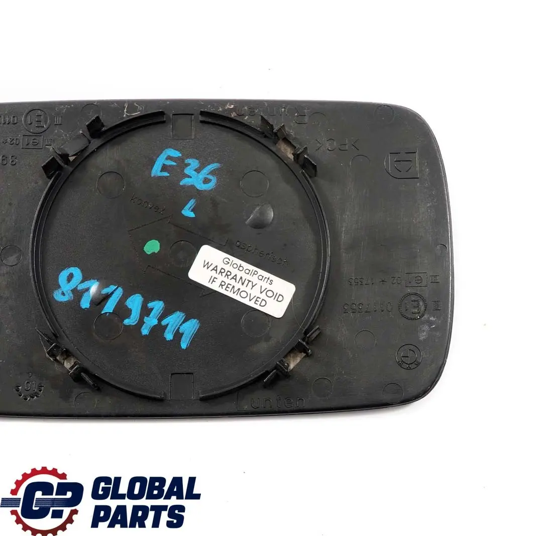 BMW 3 5 Series E36 E39 Left N/S Wing Mirror Glass Heated Convex - SKU 8119711 - Part number 8119711