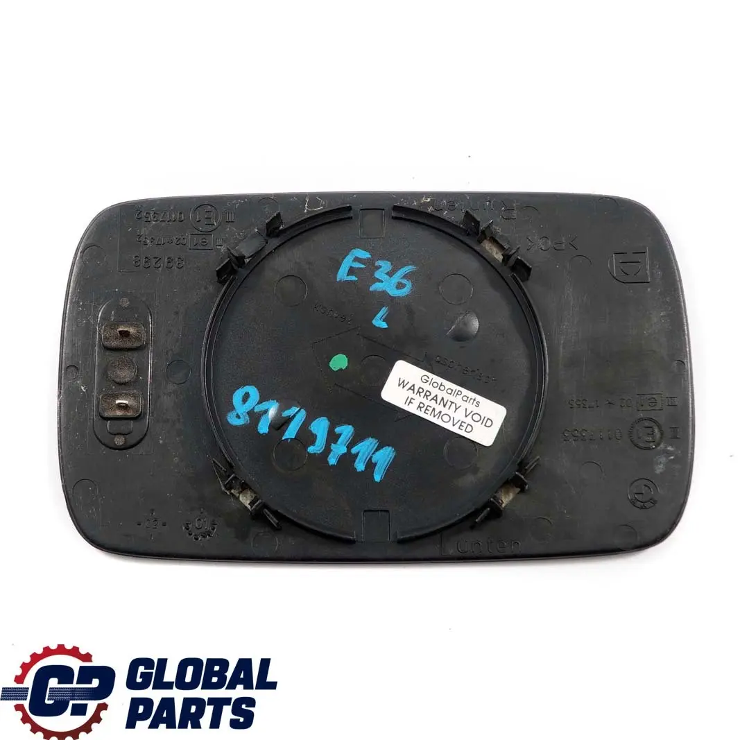 BMW 3 5 Series E36 E39 Left N/S Wing Mirror Glass Heated Convex - SKU 8119711 - Part number 8119711