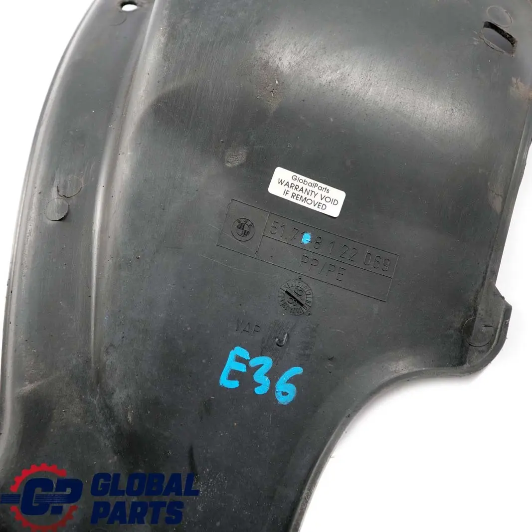 Trasero Izquierdo Pared Interior Guardabarros Flap para BMW E36 con número de pieza 8122069 BMW E36 Trasero Izquierdo Pared Interior Guardabarros Flap - SKU 8122069 - Número de pieza 8122069