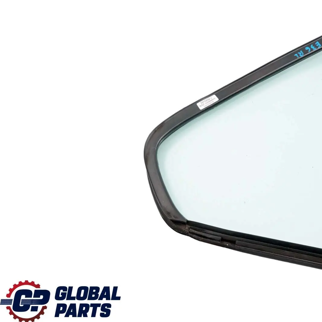 Left N/S Side Quarter Window Glass Green AS2 to BMW 3 Series E36 Saloon Rear with Part number 8122413 BMW 3 Series E36 Saloon Rear Left N/S Side Quarter Window Glass Green AS2 - SKU 8122413 - Part number 8122413