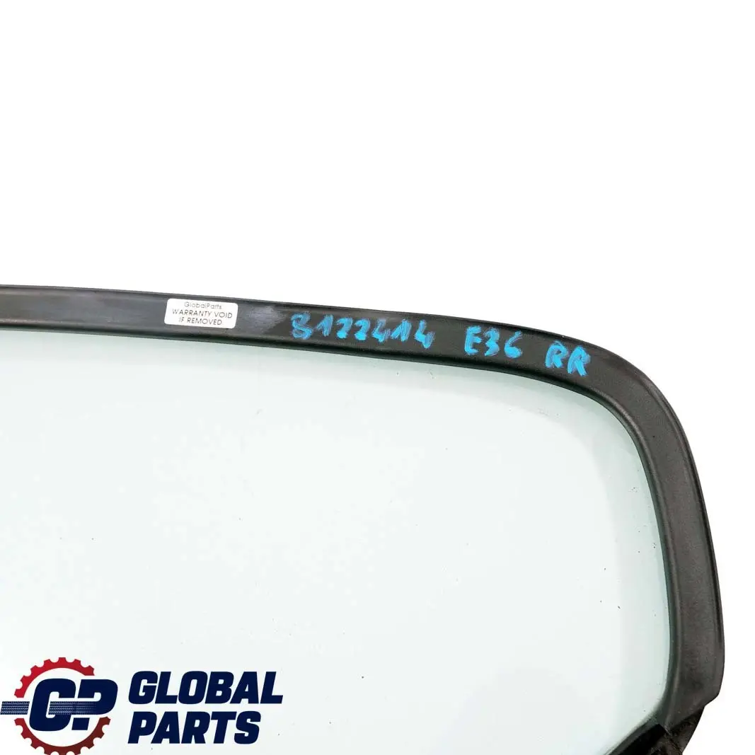 Trasero Derecho Lado Cuarto Ventana Vidrio Verde AS2 para BMW E36 Berlina con número de pieza 8122414 BMW E36 Berlina Trasero Derecho Lado Cuarto Ventana Vidrio Verde AS2 - SKU 8122414 - Número de pieza 8122414