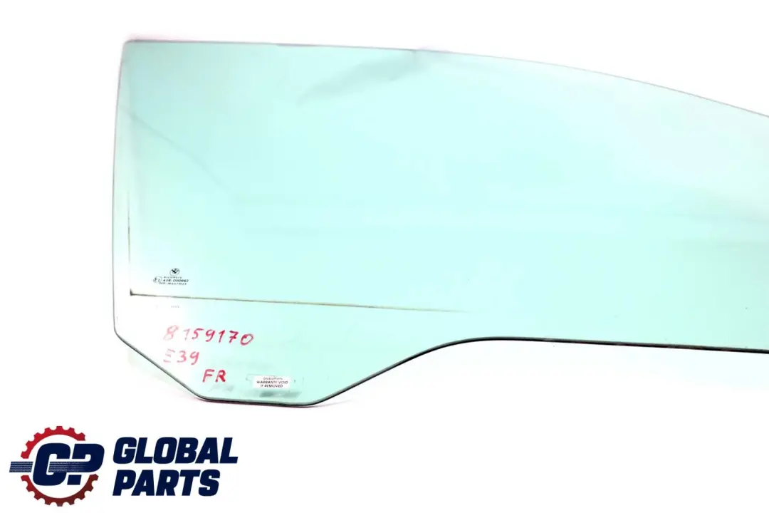 Front Door Side Green Window Glass AS2 Right O/S to BMW E39 with Part number 8159170 BMW E39 Front Door Side Green Window Glass AS2 Right O/S - SKU 8159170 - Part number 8159170