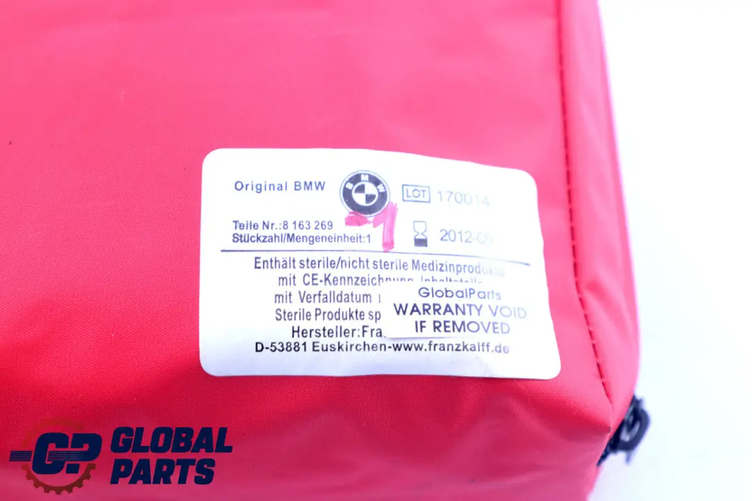 Universal First Aid Emergency Medical Kit Pouch Red to BMW with Part number 8163269 BMW Universal First Aid Emergency Medical Kit Pouch Red - SKU 8163269-1 - Part number 8163269