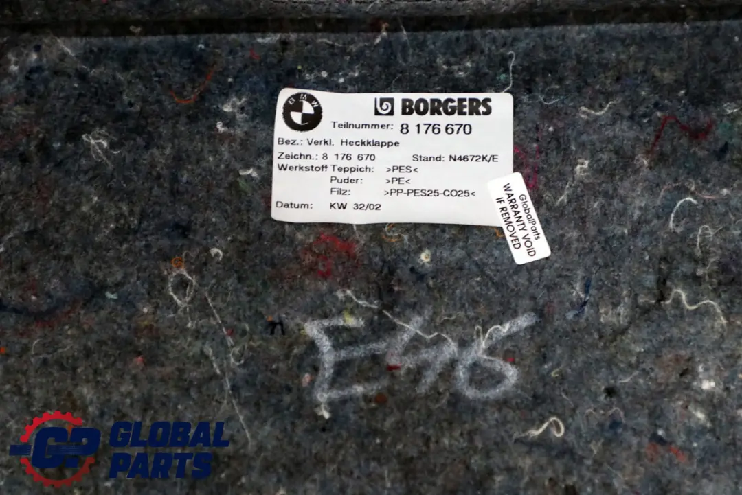 Tapicerka bagażnika klapy tył do BMW E46 o numerze 8176670 BMW E46 Tapicerka bagażnika klapy tył - SKU 8176670 - Numer Części 8176670