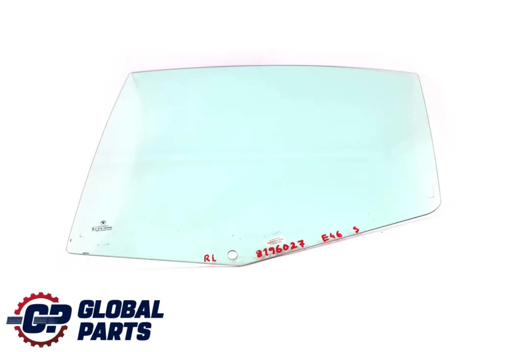 Left Door Green Side Window AS2 N/S to BMW 3 Series E46 Rear with Part number 8196027 BMW 3 Series E46 Rear Left Door Green Side Window AS2 N/S - SKU 8196027 - Part number 8196027