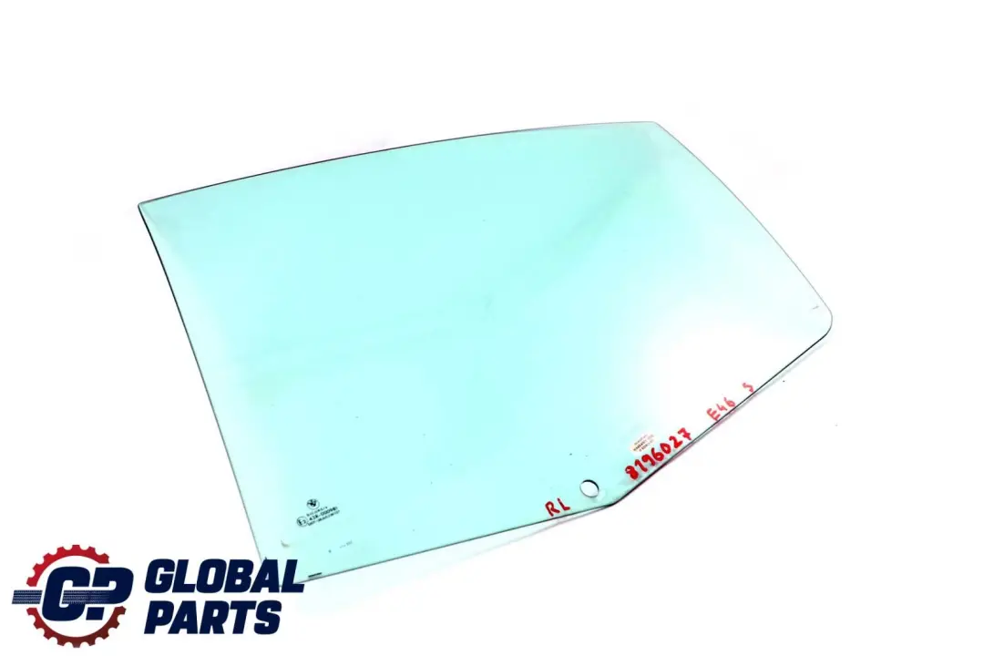 Left Door Green Side Window AS2 N/S to BMW 3 Series E46 Rear with Part number 8196027 BMW 3 Series E46 Rear Left Door Green Side Window AS2 N/S - SKU 8196027 - Part number 8196027