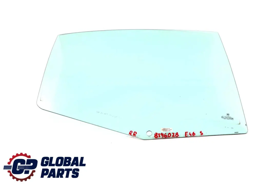 BMW 3 Series E46 Rear Right Door Green Side Window AS2 O/S - SKU 8196028 - Part number 8196028