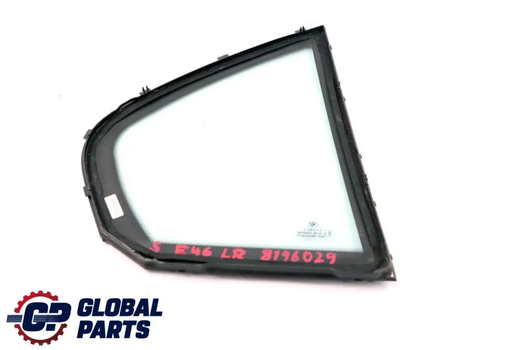 BMW E46 Berlina Ventana Lateral Fija Vidrio Verde Puerta Trasera Izquierda - SKU 8196029 - Número de pieza 8196029