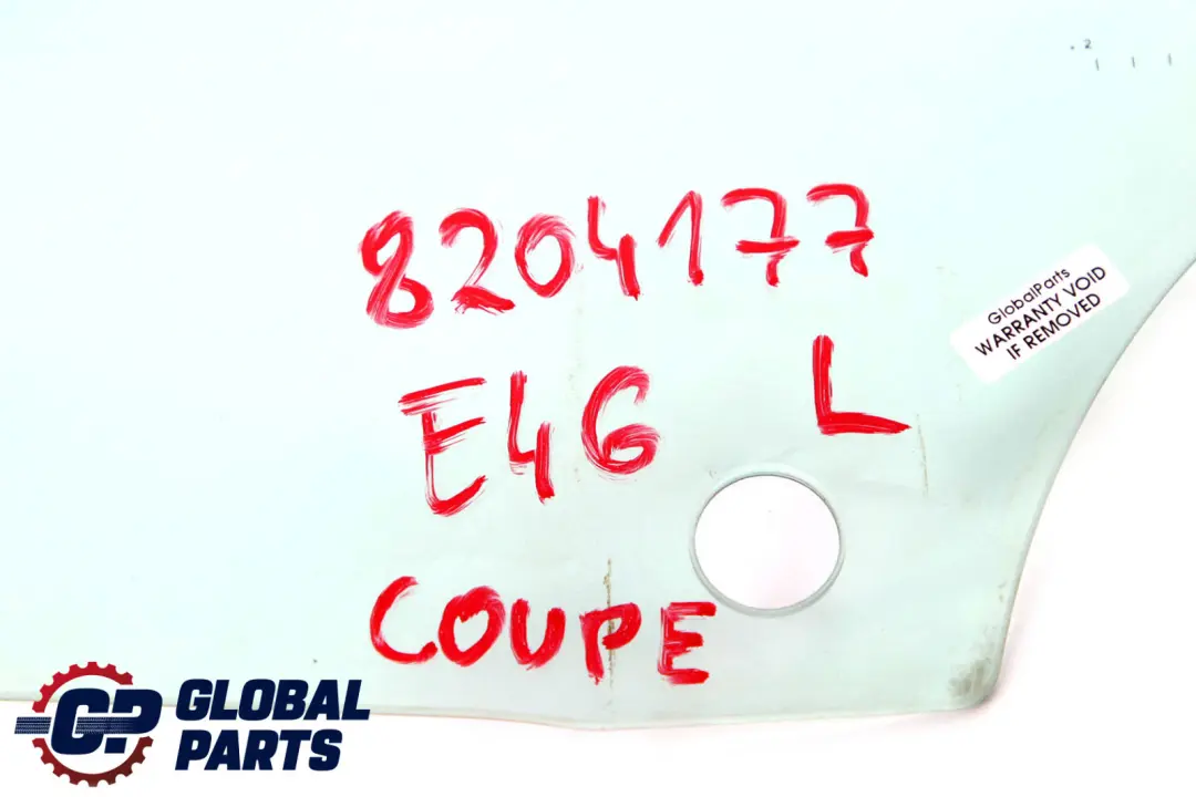 BMW 3 Series E46 Coupe Front Left Door N/S Side Window Glass Green AS2 - SKU 8204177 - Part number 8204177