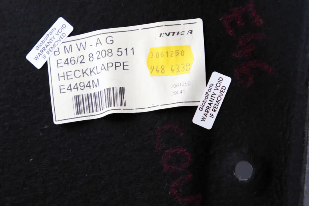 BMW E46 Coupe Tapicerka Osłona Klapy Bagażnika - SKU 8208511 - Numer Części 8208511