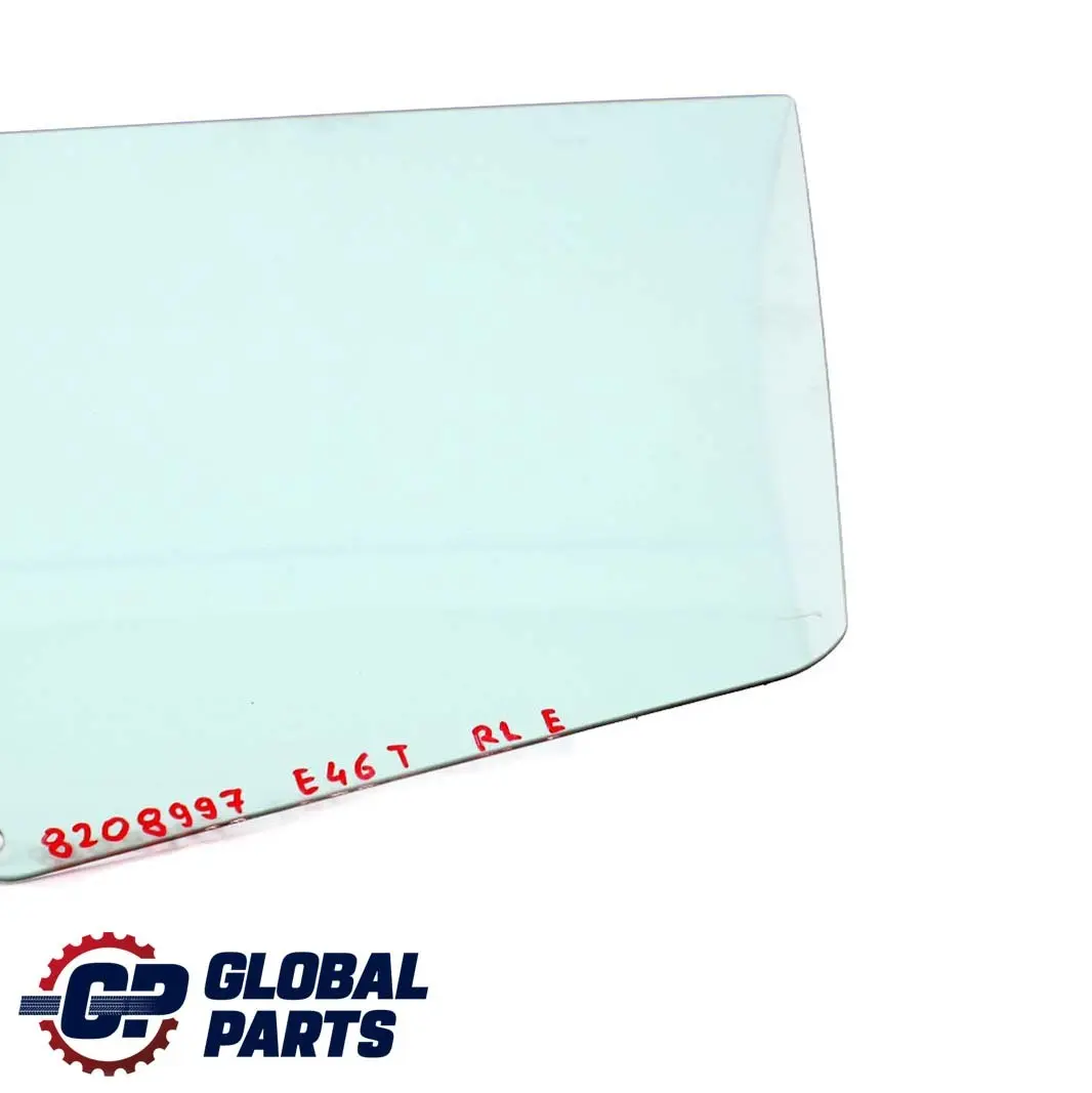 Vidrio Ventana Lateral Verde Puerta Trasera Izquierda para BMW E46 Touring con número de pieza 8208997 BMW E46 Touring Vidrio Ventana Lateral Verde Puerta Trasera Izquierda - SKU 8208997 - Número de pieza 8208997