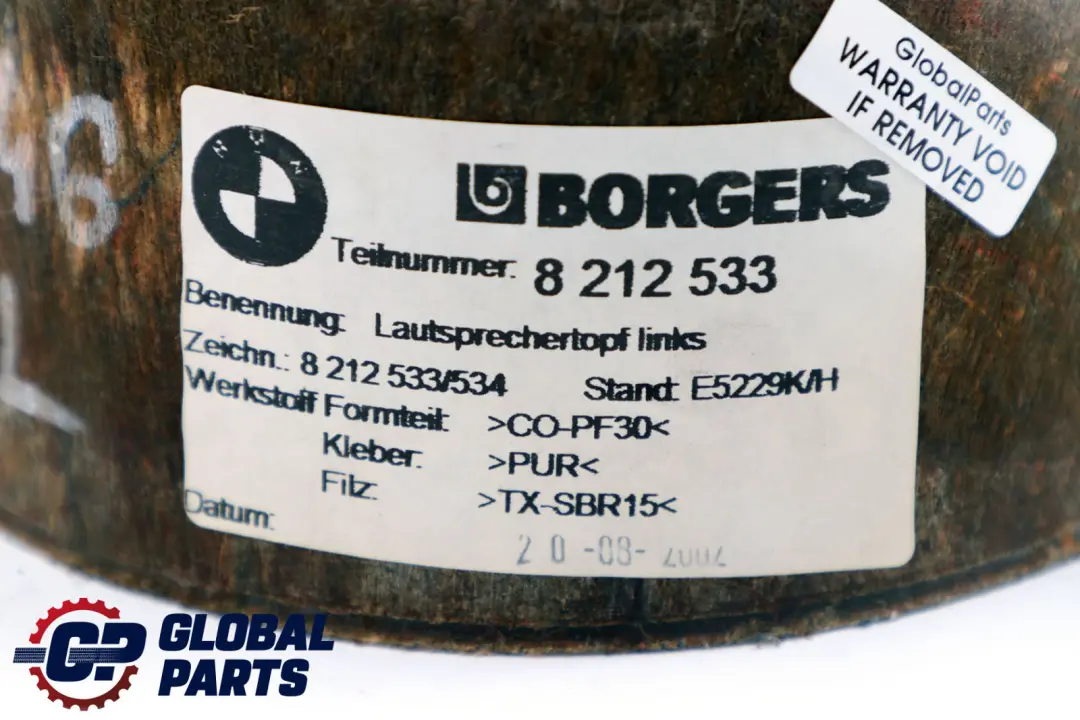 Haut-Parleur Stereo Arriere Gauche pour BMW E46 à propos du numéro de pièce 8212533 BMW E46 Haut-Parleur Stereo Arriere Gauche - SKU 8212533 - Numéro de pièce 8212533