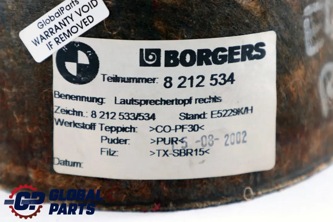 BMW E46 Tył Prawe Drzwi Pokrywa Głośnika - SKU 8212534 - Numer Części 8212534