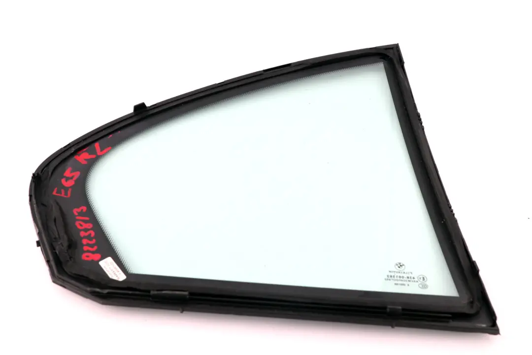 Cristal Ventana Lateral Verde Trasera Izquierda AS2 para BMW E65 E66 con número de pieza 8223813 BMW E65 E66 Cristal Ventana Lateral Verde Trasera Izquierda AS2 - SKU 8223813 - Número de pieza 8223813