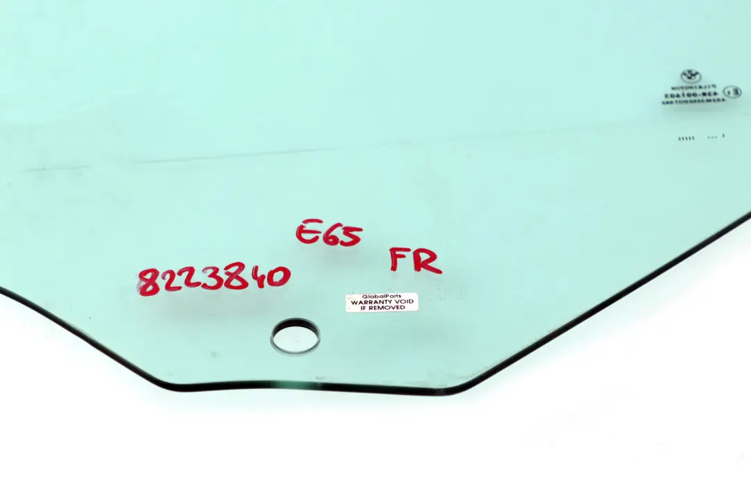 BMW 7 Series E65 E66 Front Right Door O/S Side Window Glass Green AS2 - SKU 8223840 - Part number 8223840