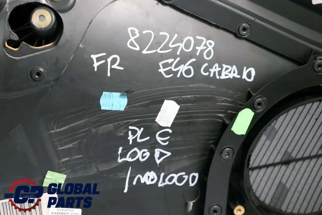 BMW 3 E46 Coupe Cabrio Türverkleidung Vorn Rechts Leder Montana Schwarz - SKU 8224078 - Teilenummer 8224078