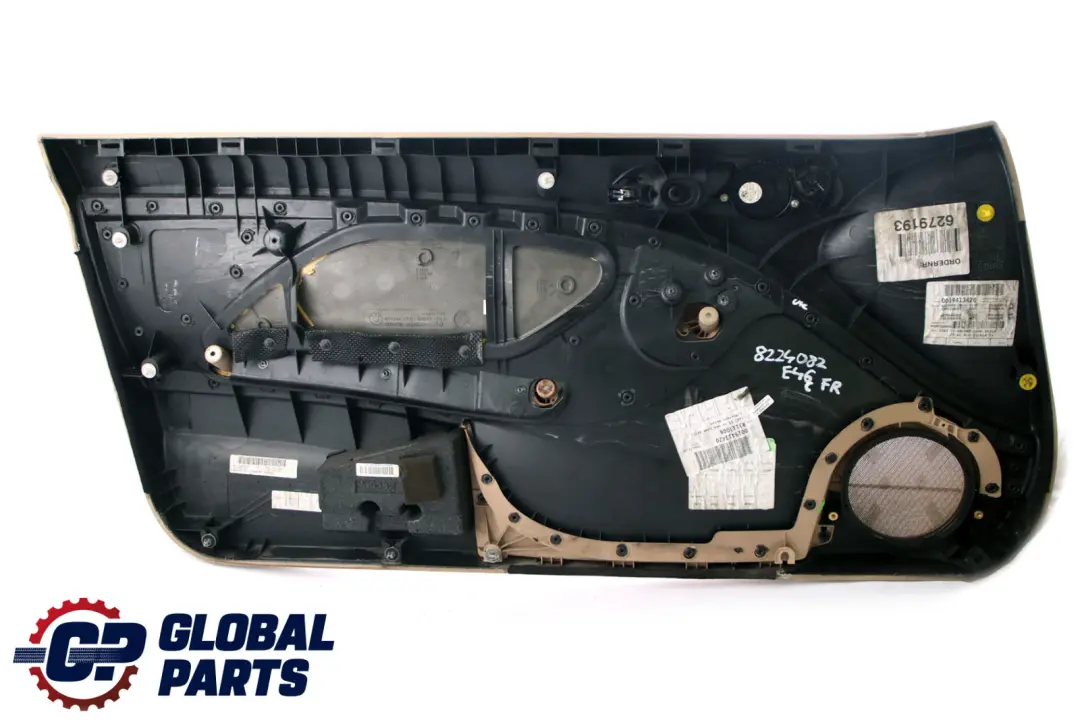 Front Right O/S Trim Panel Door Card Leather Beige to BMW 3 E46 Coupe Convertible with Part number 8224082 BMW 3 E46 Coupe Convertible Front Right O/S Trim Panel Door Card Leather Beige - SKU 8224082 - Part number 8224082