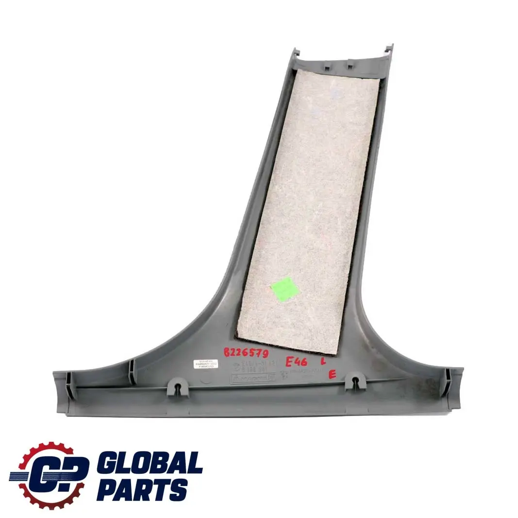 Embellecedor Pilar B Columna Inferior Izquierda Gris para BMW E46 con número de pieza 8198681 BMW E46 Embellecedor Pilar B Columna Inferior Izquierda Gris - SKU 8226579 - Número de pieza 8198681