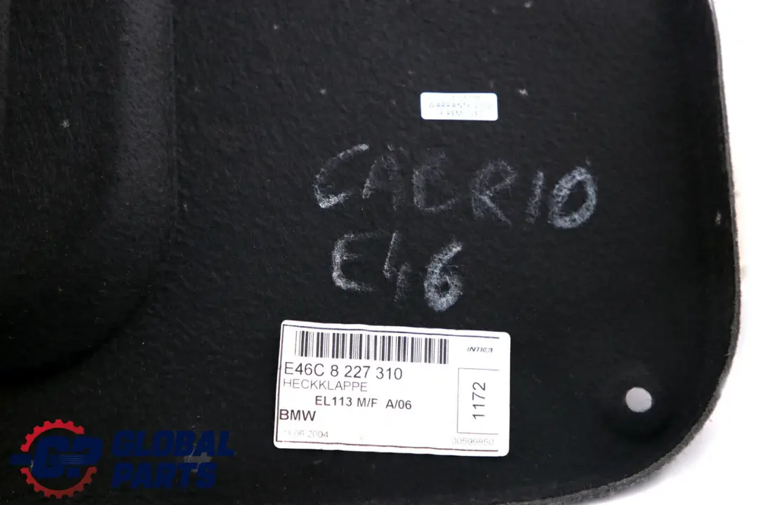 BMW E46 Cabrio Wewnętrzna Pokrywa Wykładzina Bagażnika - SKU 8227310 - Numer Części 8227310