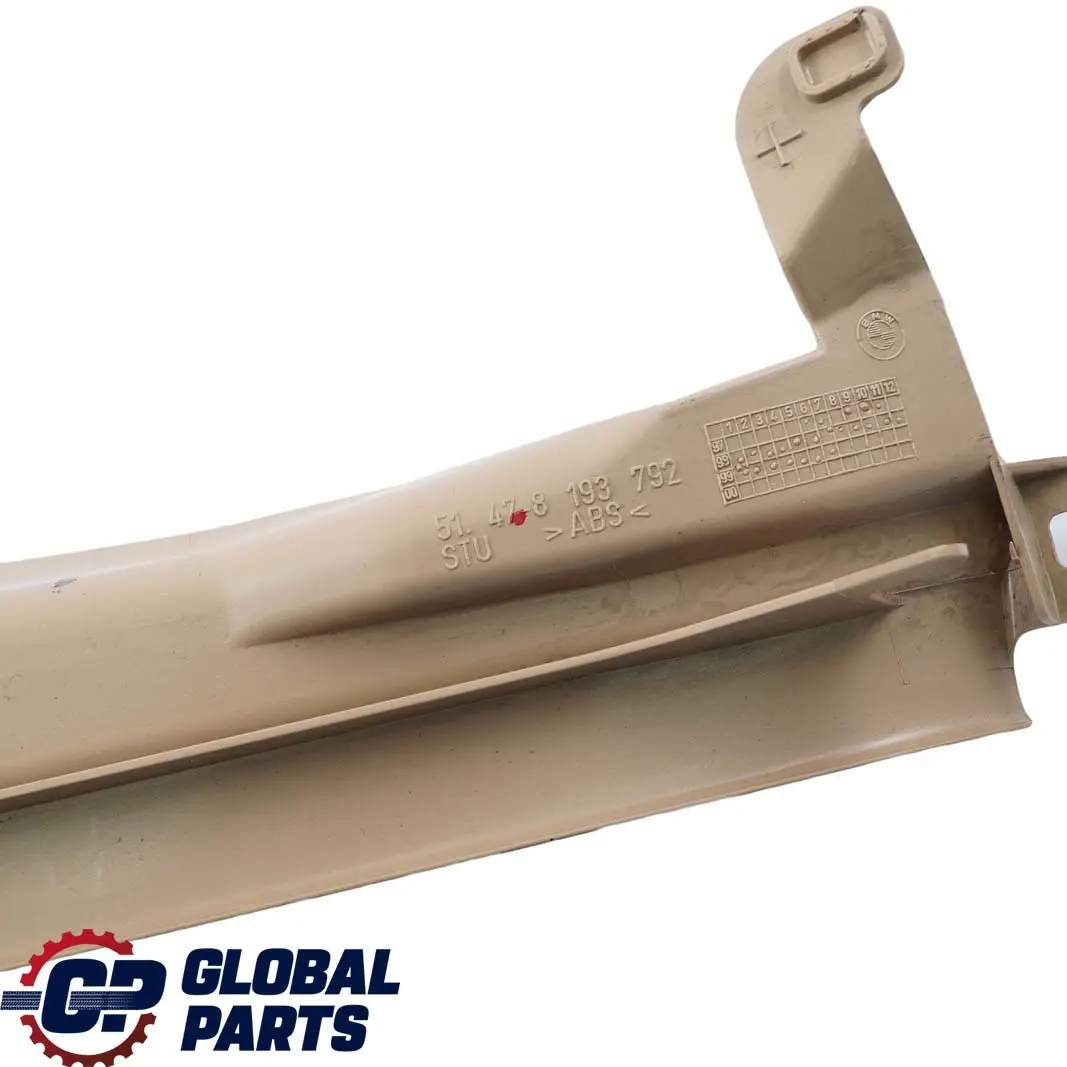 Strip Entrance Rear Right O/S Inner Trim Light Beige to BMW 3 E46 Cover with Part number 8193792 BMW 3 E46 Cover Strip Entrance Rear Right O/S Inner Trim Light Beige - SKU 8227524 - Part number 8193792