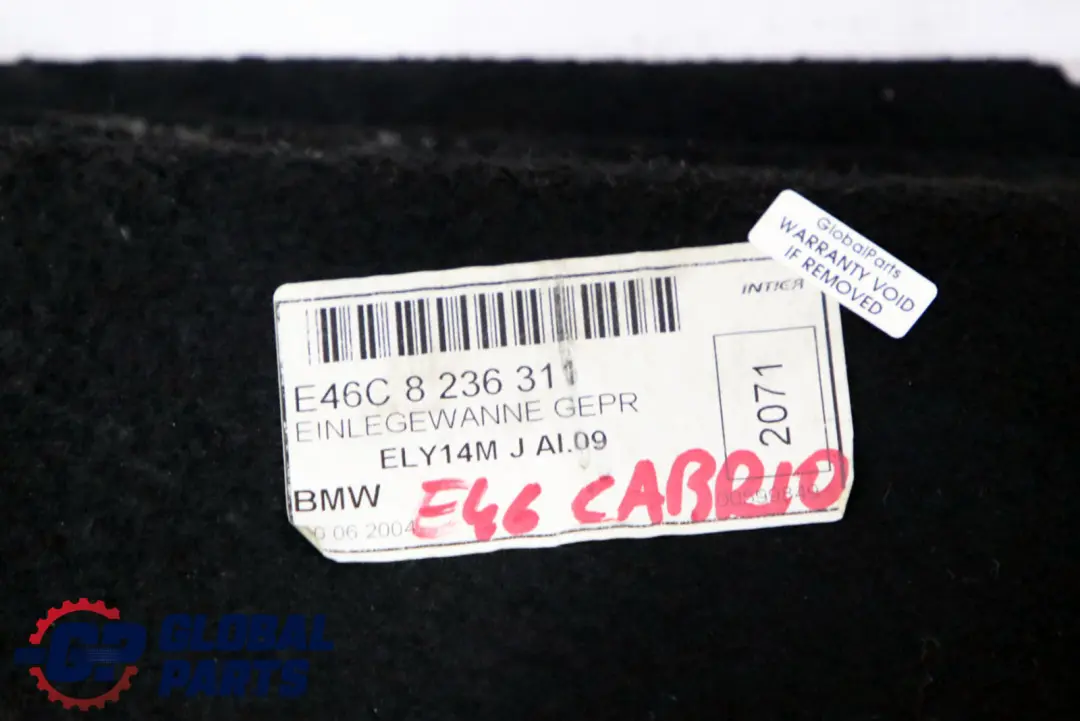BMW E46 Convertible Alfombrilla Panel Suelo Maletero - SKU 8236311 - Número de pieza 8236311