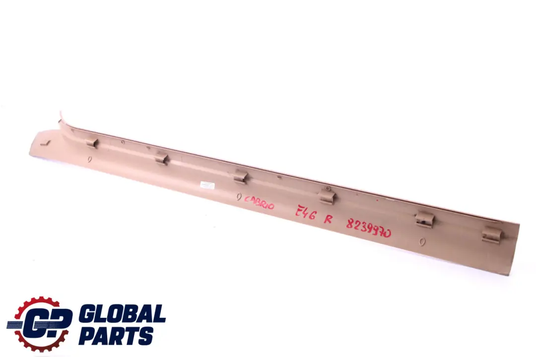 Front Right Entrance Cover Trim Strip O/S Hellbeige to BMW 3 Series E46 with Part number 8239970 BMW 3 Series E46 Front Right Entrance Cover Trim Strip O/S Hellbeige - SKU 8239980 - Part number 8239970