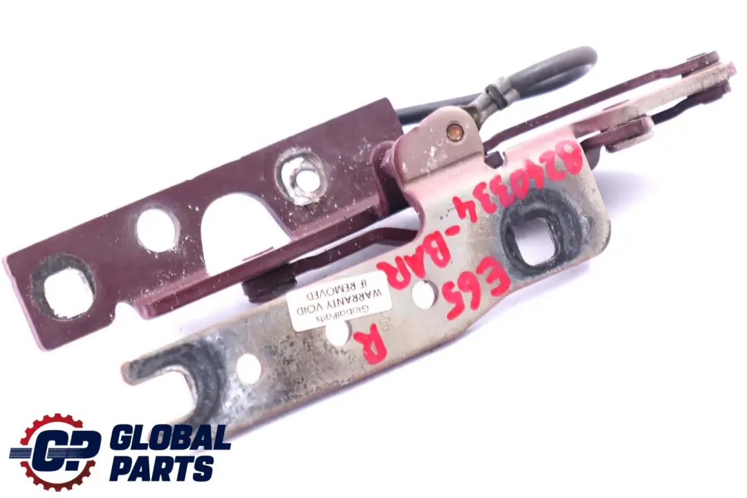 Hood Bonnet Right O/S Hinge Barberarot Red A39 to BMW 7 Series E65 Engine with Part number 8240334 BMW 7 Series E65 Engine Hood Bonnet Right O/S Hinge Barberarot Red A39 - SKU 8240334-BAR - Part number 8240334