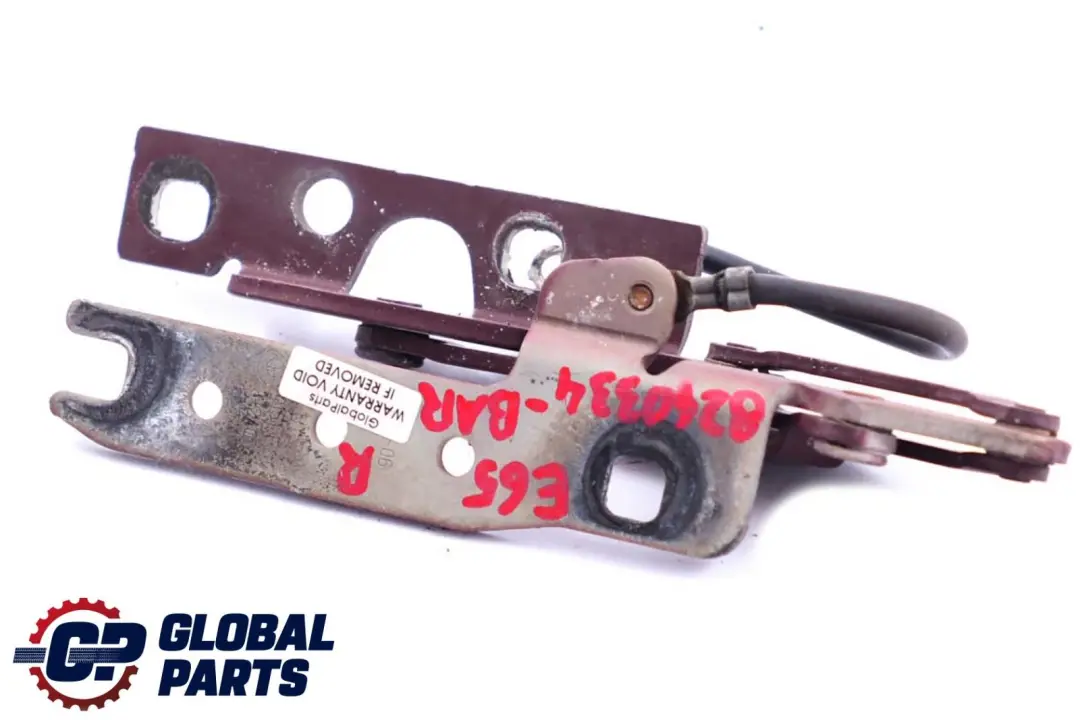BMW 7 Series E65 Engine Hood Bonnet Right O/S Hinge Barberarot Red A39 - SKU 8240334-BAR - Part number 8240334