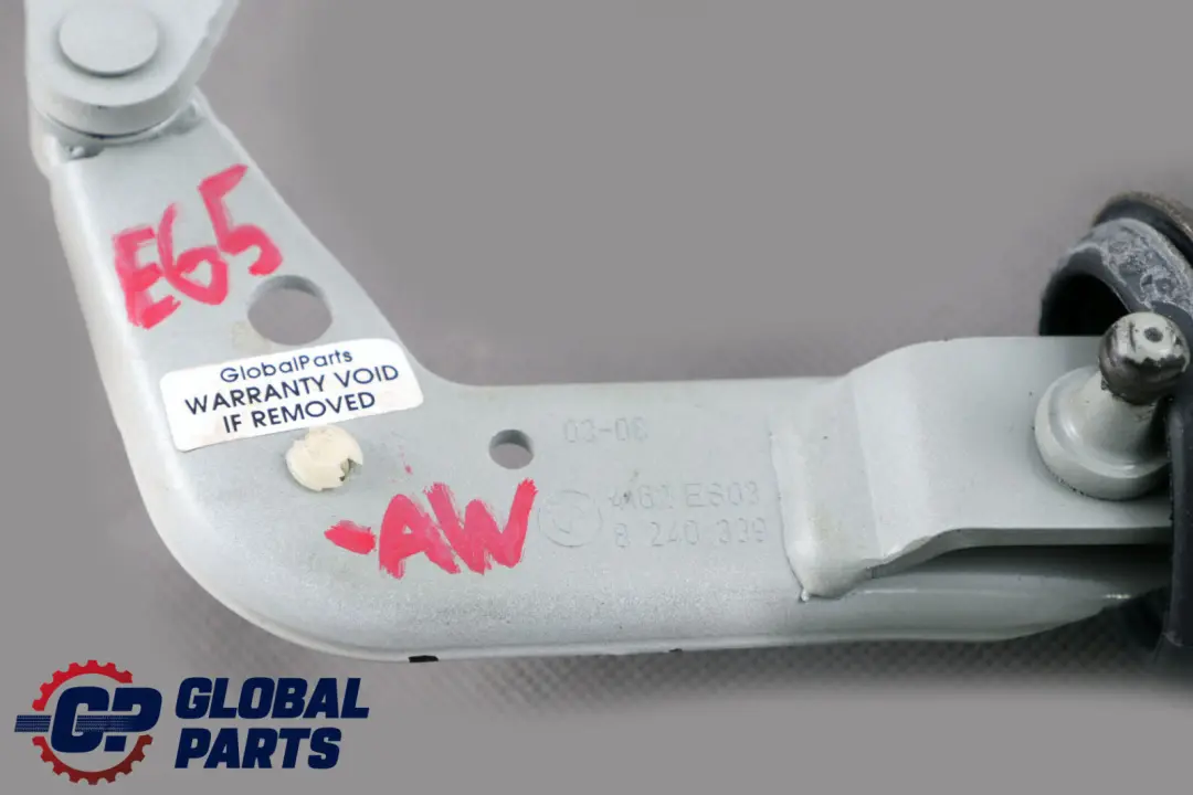 BMW 7 Series E65 E66 E67 Left Trunk Lid Hinge Alpinweiss 3 - SKU 8240339-AW - Part number 8240339