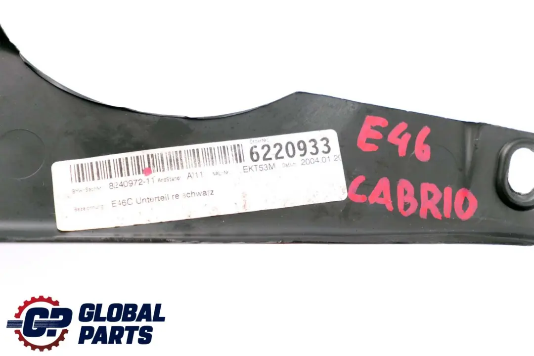 Lateral Trim Panel Bottom Rear Right O/S Cover to BMW 3 Series E46 Convertible with Part number 8240972 BMW 3 Series E46 Convertible Lateral Trim Panel Bottom Rear Right O/S Cover - SKU 8240972 - Part number 8240972