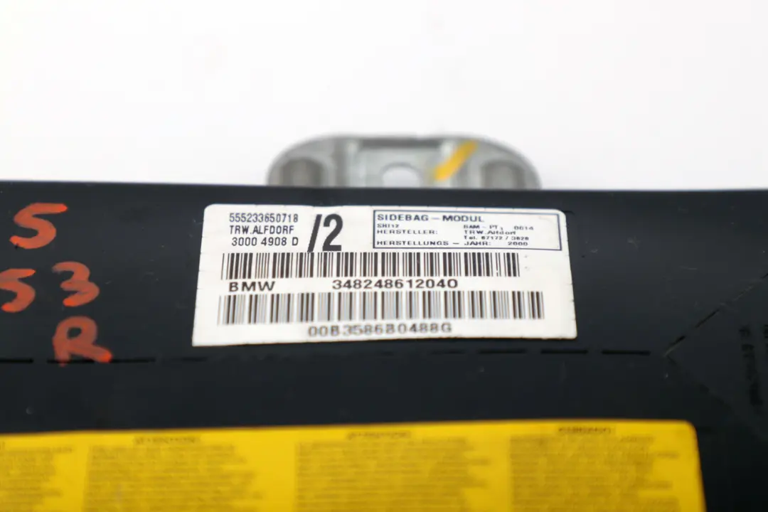 BMW X5 E53 Module Air Bag Porte Avant Droite - SKU 8248612 - Numéro de pièce 7037234