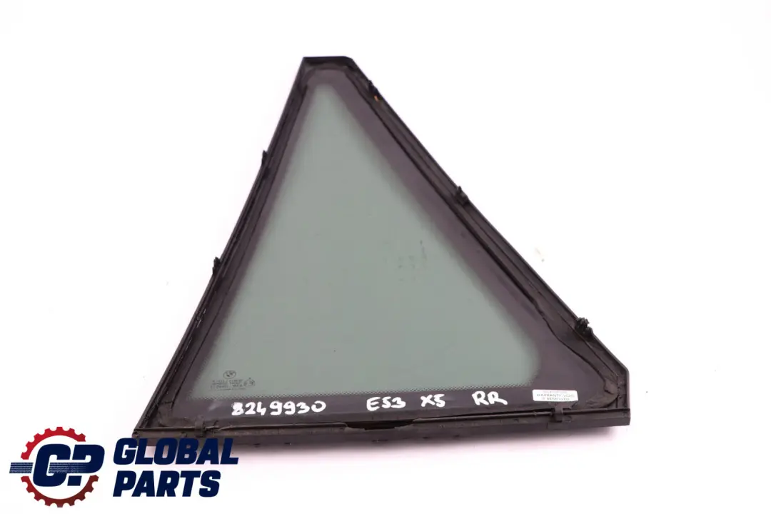 BMW X5 E53 Trasera Derecha Ventana Triangular Fija Negro Tintado AS3 - SKU 8249930 - Número de pieza 8249930