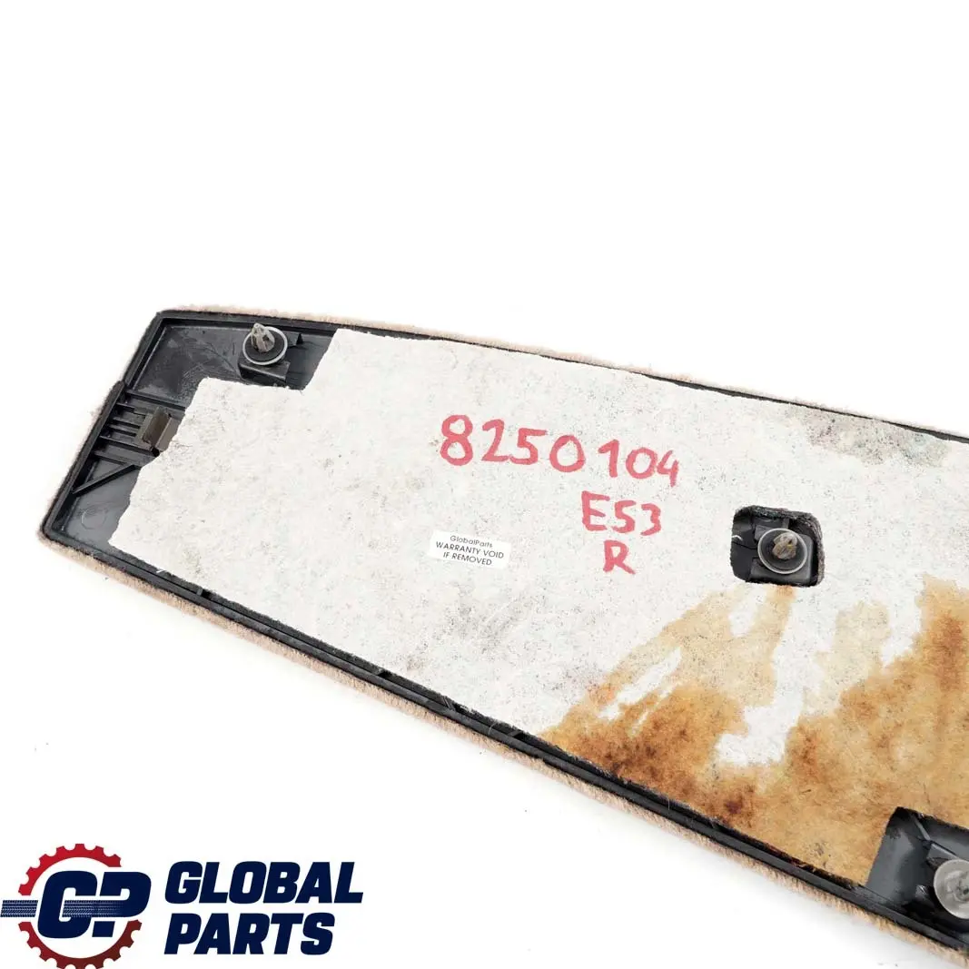 Trasera Derecha Consola Central Panel de Luz Beige para BMW X5 E53 con número de pieza 8250104 BMW X5 E53 Trasera Derecha Consola Central Panel de Luz Beige - SKU 8250104 - Número de pieza 8250104