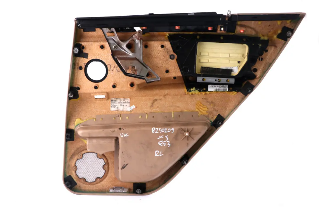 Left N/S Door Card Trim Panel Leather Beige Roller Blind to BMW X5 Series E53 Rear with Part number 8250209 BMW X5 Series E53 Rear Left N/S Door Card Trim Panel Leather Beige Roller Blind - SKU 8250209 - Part number 8250209