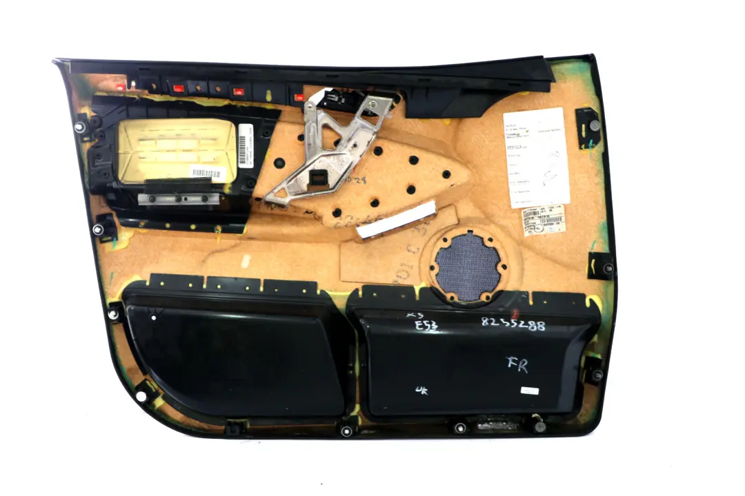 Front Right O/S Door Card Leather Interior Trim Panel Black to BMW X5 Series E53 with Part number 8255288 BMW X5 Series E53 Front Right O/S Door Card Leather Interior Trim Panel Black - SKU 8255288 - Part number 8255288
