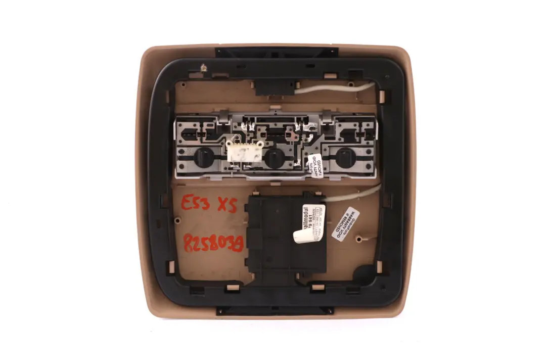 Head Lining Trim Cover Console Panel HELLBEIGE to BMW X5 Series E53 Rear with Part number 8258039 BMW X5 Series E53 Rear Head Lining Trim Cover Console Panel HELLBEIGE - SKU 8258039 - Part number 8258039
