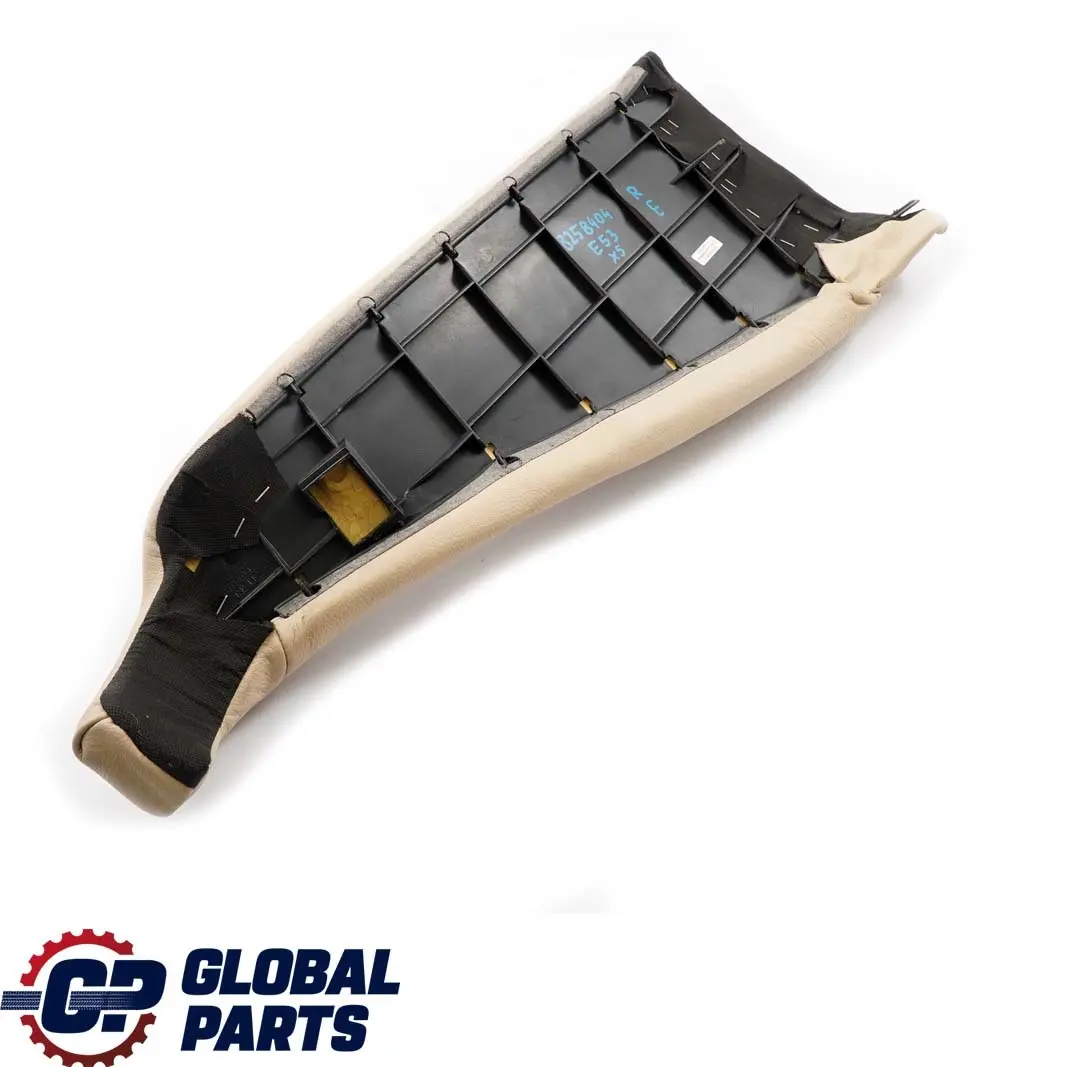 Beige Cuero Asiento Lateral Panel Tapa Trasera Derecha para BMW E53 con número de pieza 8258403 BMW E53 Beige Cuero Asiento Lateral Panel Tapa Trasera Derecha - SKU 8258404 - Número de pieza 8258403