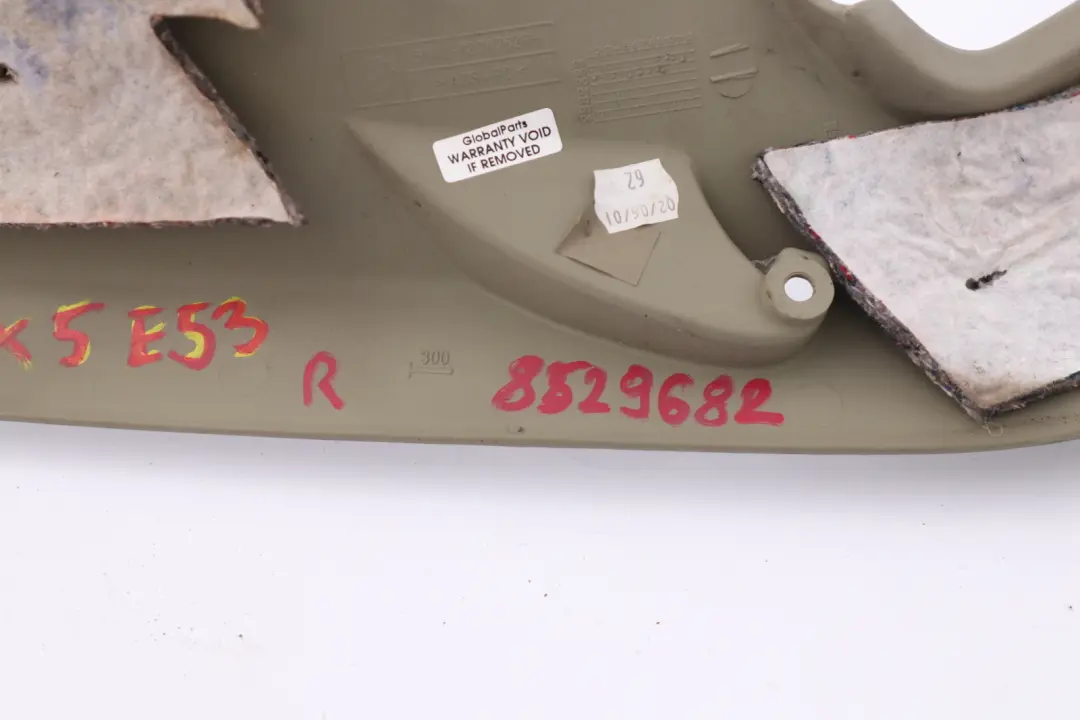 BMW X5 Reihe E53 Verkleidung Säule hinten rechts PASTELLGRÜN 8204762 - SKU 8259682 - Teilenummer 8259682
