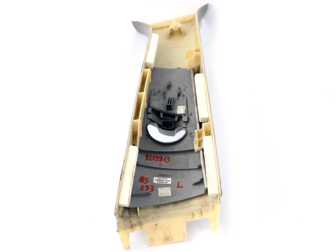 Trim Panel Left Upper Centre Column ITS N/S Hellgrau 8211907 to BMW X5 Series E53 with Part number 8259813 BMW X5 Series E53 Trim Panel Left Upper Centre Column ITS N/S Hellgrau 8211907 - SKU 8259813 - Part number 8259813