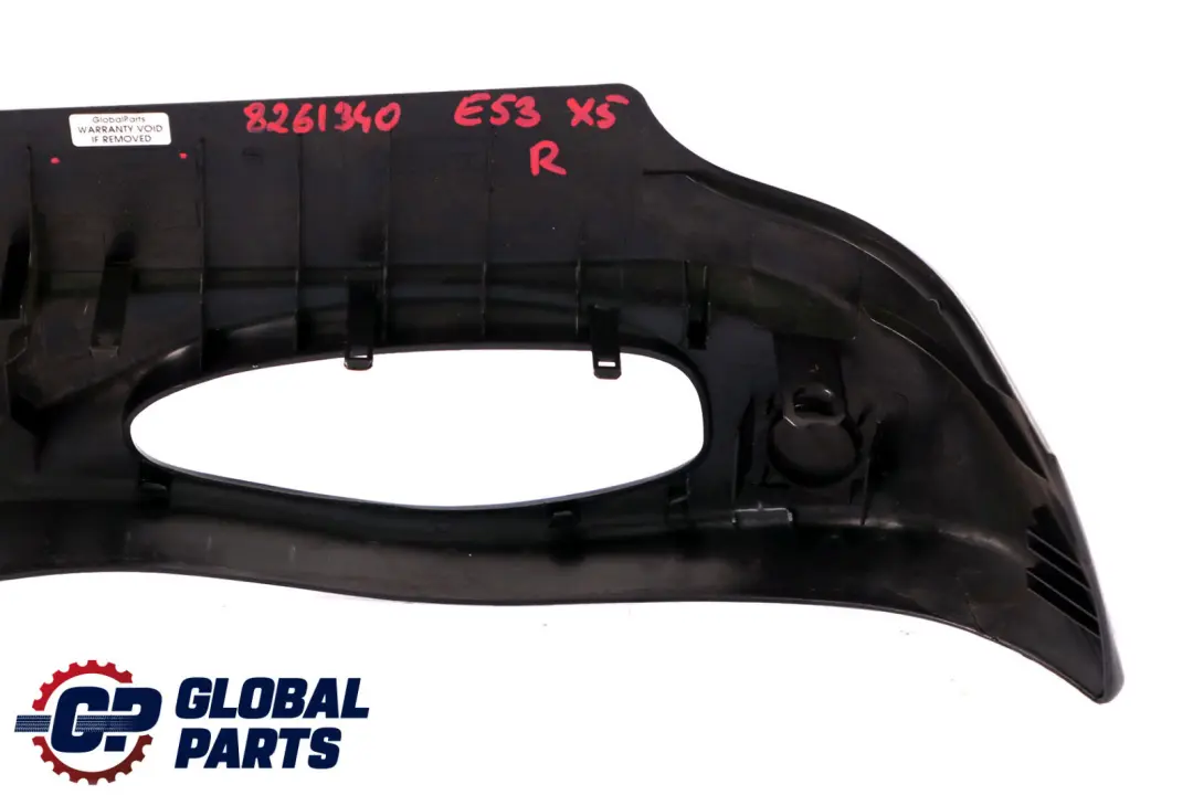 Front Seat Outer Right O/S Covering Cover Trim Black to BMW X3 X5 Series E53 E83 with Part number 8261340 BMW X3 X5 Series E53 E83 Front Seat Outer Right O/S Covering Cover Trim Black - SKU 8261340 - Part number 8261340