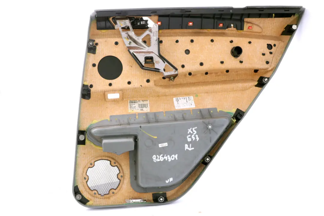 Left N/S Door Card Grey Leather Interior Trim Panel to BMW X5 Series E53 Rear with Part number 8264301 BMW X5 Series E53 Rear Left N/S Door Card Grey Leather Interior Trim Panel - SKU 8264301 - Part number 8264301
