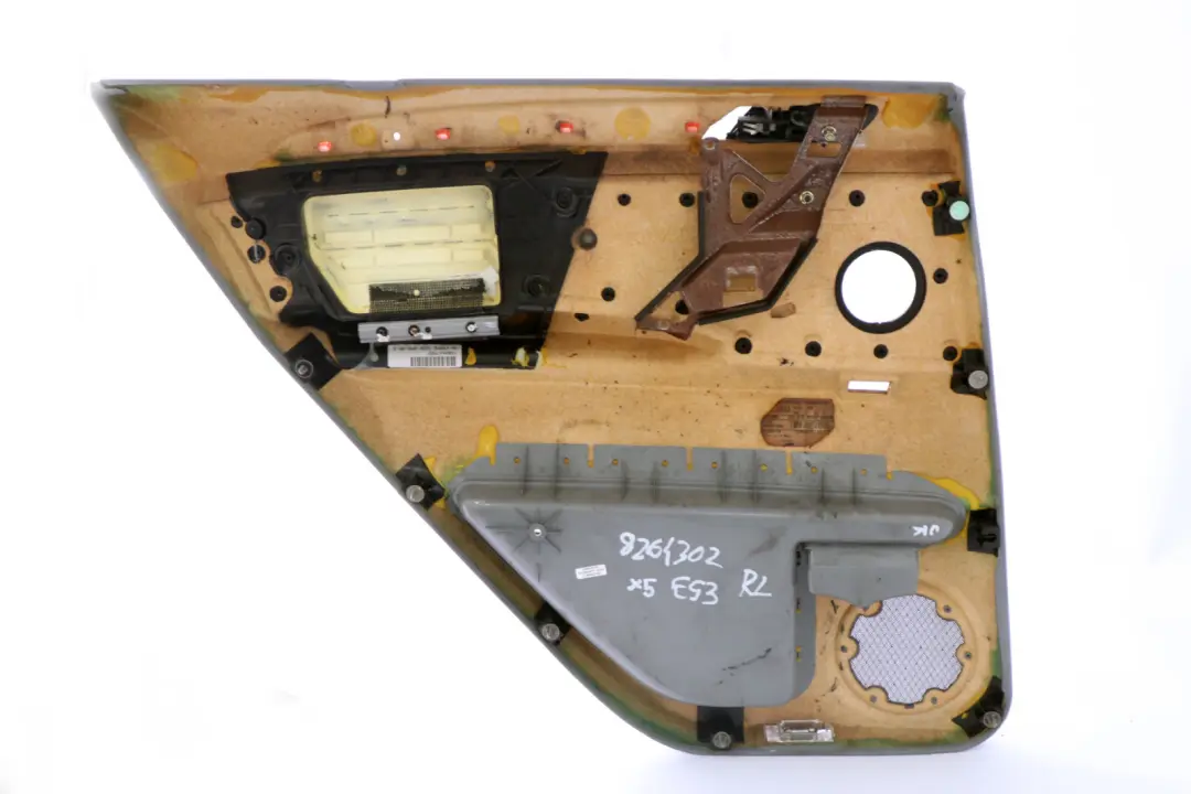 Right O/S Door Card Grey Leather Interior Trim Panel to BMW X5 Series E53 Rear with Part number 8264302 BMW X5 Series E53 Rear Right O/S Door Card Grey Leather Interior Trim Panel - SKU 8264302 - Part number 8264302