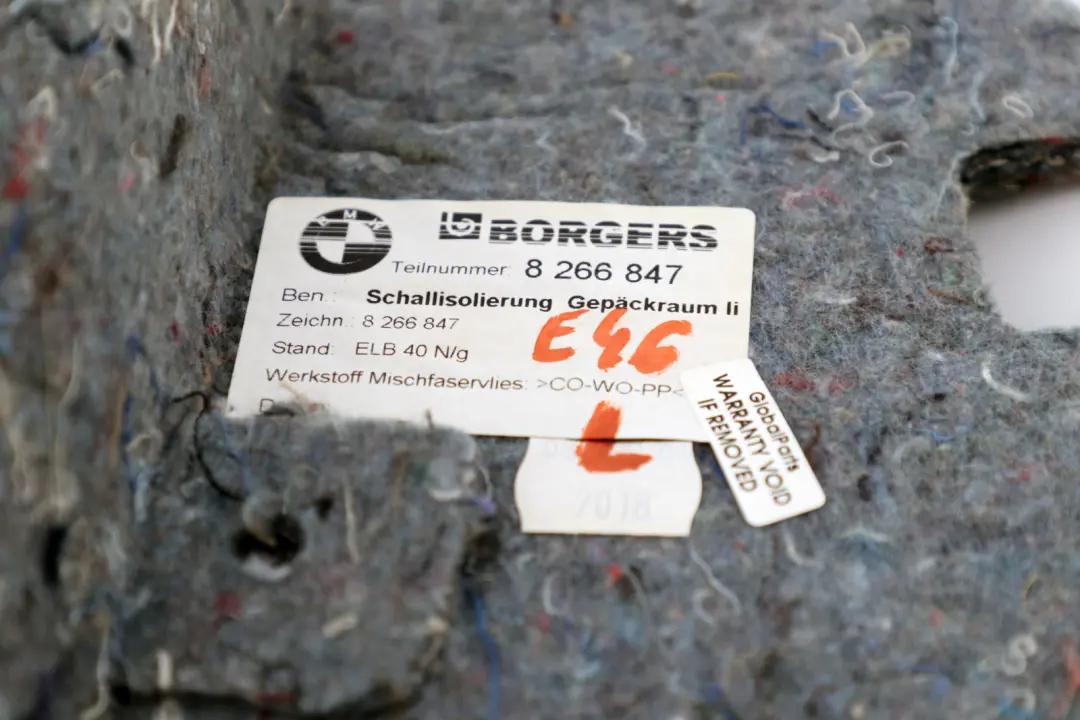Schallisolierung Gepäckraum Links für BMW 3 er E46 Compact mit Teilenummer 8266847 BMW 3 er E46 Compact Schallisolierung Gepäckraum Links - SKU 8266847 - Teilenummer 8266847